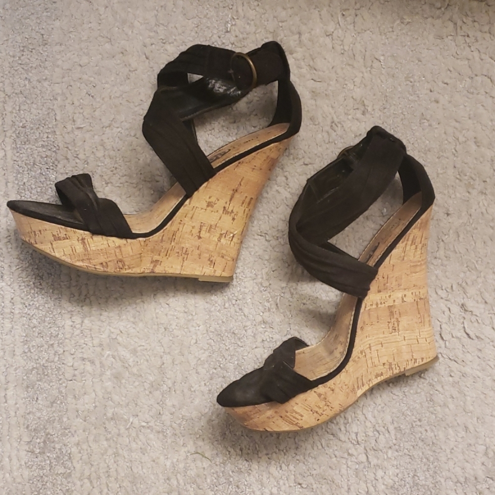 Black Wedge Sandals